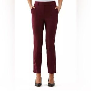 Rafaella Women's Pants Cropped Pull-On Stretch Ankle Dark Red Burgundy Size 4